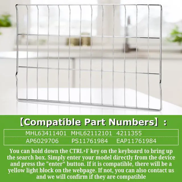 Alt view image 3 of 6 - 2Pcs 304 Stainless Steels MHL63411403 Oven Rack Compatible with Range/Stove | LDG4313ST LREL6323S, Replace MHL63531403 MHL63411401 MHL63411402 MHL62112101, 24.8 X 16.2 in