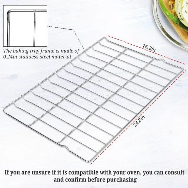 Alt view image 2 of 6 - 2Pcs 304 Stainless Steels MHL63411403 Oven Rack Compatible with Range/Stove | LDG4313ST LREL6323S, Replace MHL63531403 MHL63411401 MHL63411402 MHL62112101, 24.8 X 16.2 in