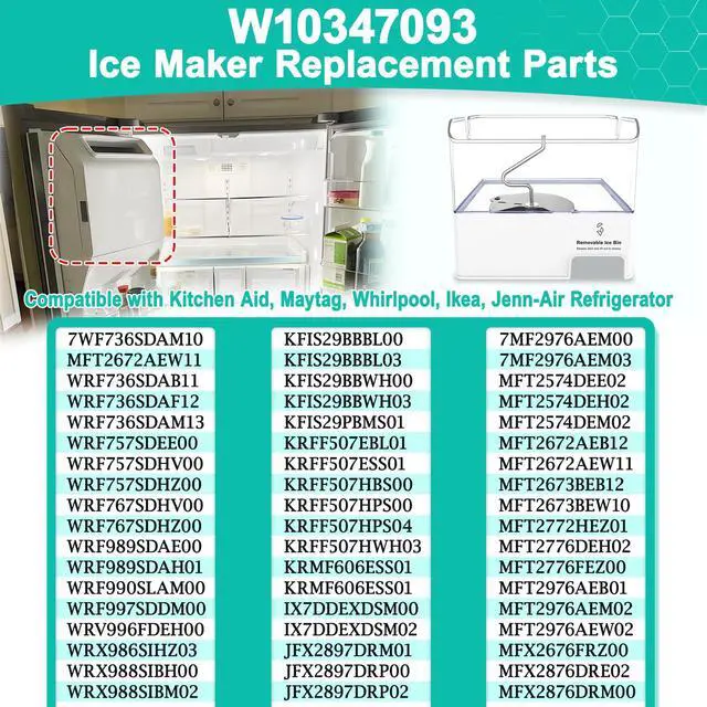 Alt view image 5 of 7 - Upgraded W10347093 Removable Ice Bin Replacement for Whirlpool Refrigerator Ice Maker Parts WPW10347093 Ice Bucket fit WRF736SDAM13, WRF736SDAM14, Replace W10347100, AP6020018 Ice Container Assembly