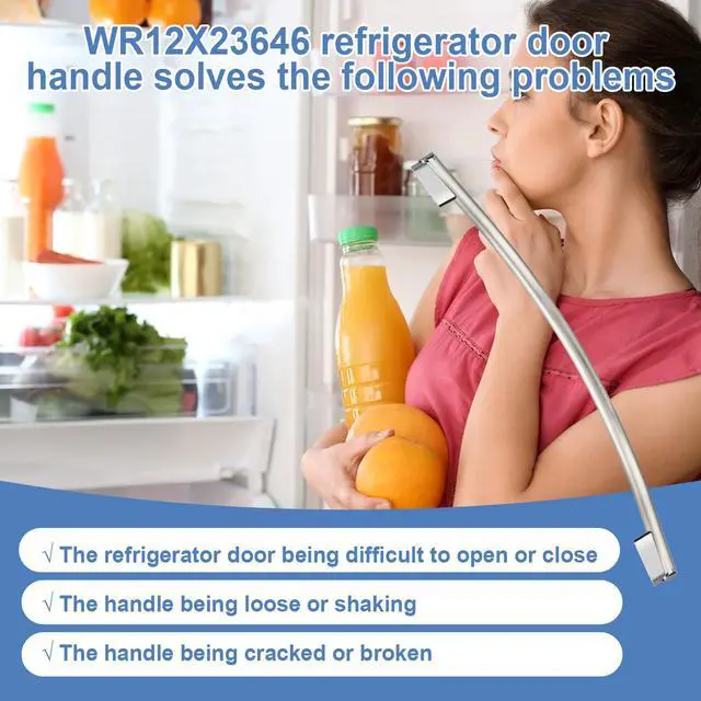 Alt view image 3 of 7 - WR12X23646 Refrigerator Door Handle Compatible with GE Hotpoint Haier Monogram Café Freezer Door Handle Replace for WR12X11015 AP5958539 4182313 PS11699570 EAP11699570