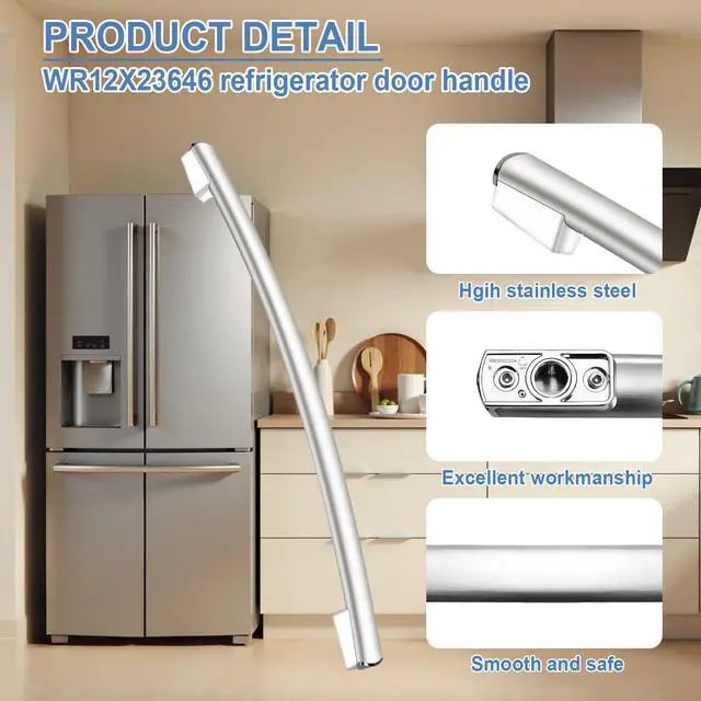 Alt view image 5 of 7 - WR12X23646 Refrigerator Door Handle Compatible with GE Hotpoint Haier Monogram Café Freezer Door Handle Replace for WR12X11015 AP5958539 4182313 PS11699570 EAP11699570