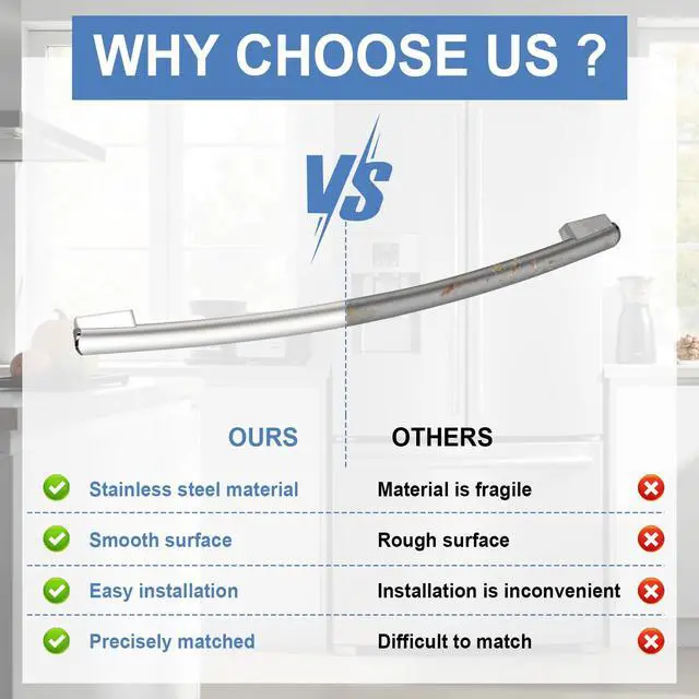 Alt view image 7 of 7 - WR12X23646 Refrigerator Door Handle Compatible with GE Hotpoint Haier Monogram Café Freezer Door Handle Replace for WR12X11015 AP5958539 4182313 PS11699570 EAP11699570