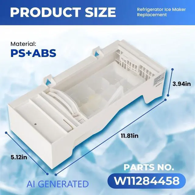 Alt view image 2 of 7 - W11284458 W11088559 Refrigerator Ice Maker Replacemect Parts | Upgraded Silent and Low-energy Food Grade ABS+AS 4-Hole Female End Ice Cubes are not Prone to Melt or Get Stuck OEM