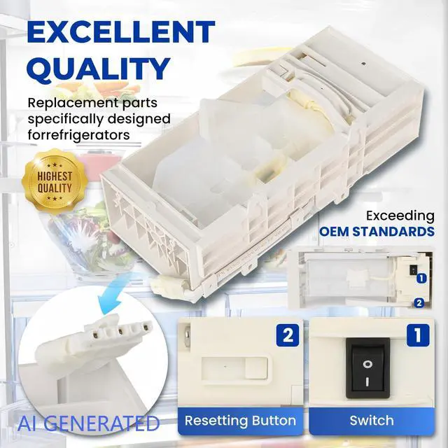 Alt view image 3 of 7 - W11284458 W11088559 Refrigerator Ice Maker Replacemect Parts | Upgraded Silent and Low-energy Food Grade ABS+AS 4-Hole Female End Ice Cubes are not Prone to Melt or Get Stuck OEM