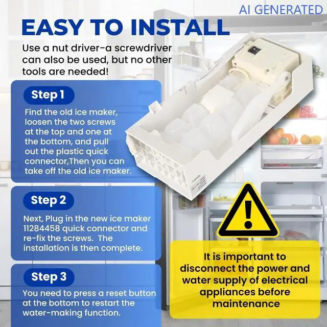 Alt view image 5 of 7 - W11284458 W11088559 Refrigerator Ice Maker Replacemect Parts | Upgraded Silent and Low-energy Food Grade ABS+AS 4-Hole Female End Ice Cubes are not Prone to Melt or Get Stuck OEM