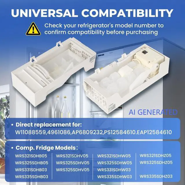 Alt view image 4 of 7 - W11284458 W11088559 Refrigerator Ice Maker Replacemect Parts | Upgraded Silent and Low-energy Food Grade ABS+AS 4-Hole Female End Ice Cubes are not Prone to Melt or Get Stuck OEM