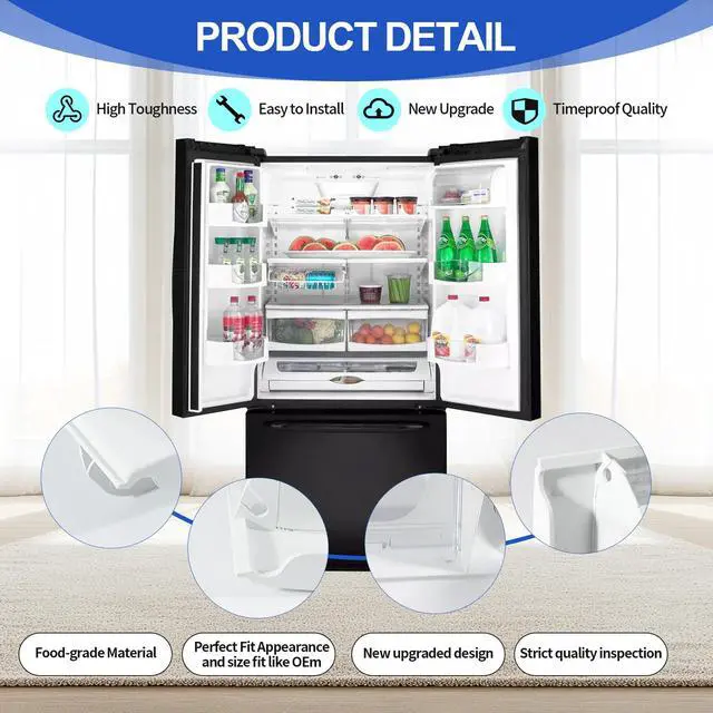Alt view image 5 of 7 - W10827914 W10165964 Pantry Drawer Door Cover Compatible with Whirlpool Maytag Kenmore Refrigerator Drawer Front, Replacement 12656820 12656823 1455167 AP5985815 Refrigerator Pantry Drawer Lid