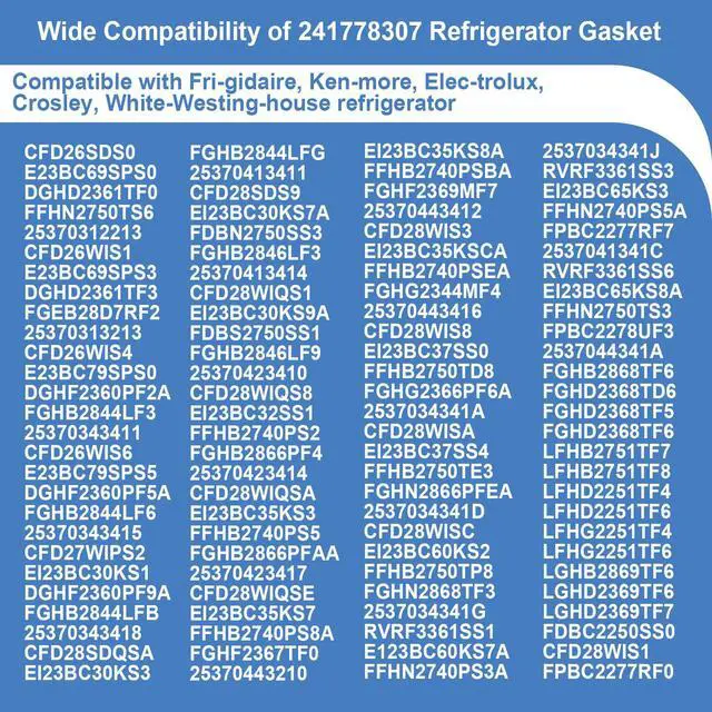 Alt view image 2 of 7 - 2 PACK 241778307 Freezer Door Gasket Compatible with Frigidaire Kenmore Crosley Electrolux Refrigerator Door Seal Replace for 1793667,EAP3408461,PS3408461,AP4587413