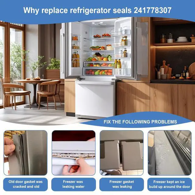 Alt view image 3 of 7 - 2 PACK 241778307 Freezer Door Gasket Compatible with Frigidaire Kenmore Crosley Electrolux Refrigerator Door Seal Replace for 1793667,EAP3408461,PS3408461,AP4587413