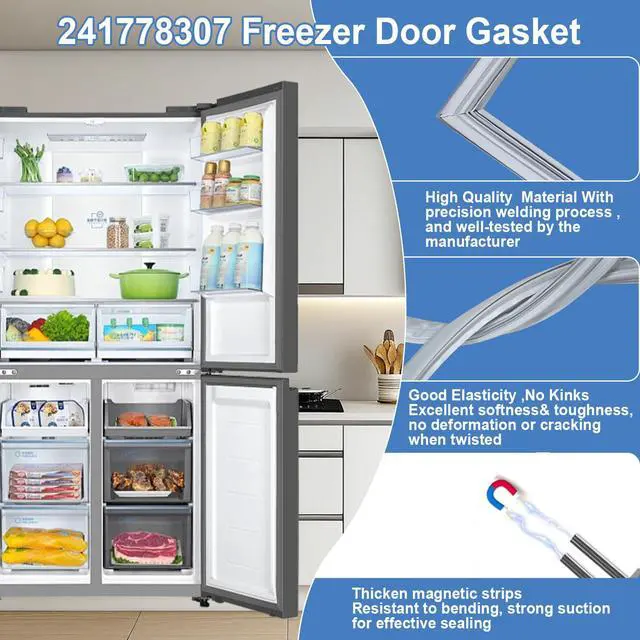 Alt view image 5 of 7 - 2 PACK 241778307 Freezer Door Gasket Compatible with Frigidaire Kenmore Crosley Electrolux Refrigerator Door Seal Replace for 1793667,EAP3408461,PS3408461,AP4587413