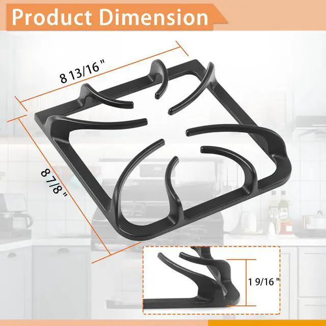 Alt view image 2 of 7 - 316202405 Burner Grate Replacement for Frigidaire Stove Parts Gas Range Top Parts Cast Iron Surface Grate, Stove Burner Replacement FFGF3047LSH, FFGF3047LSF, 4 Pack