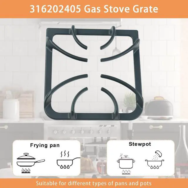 Alt view image 5 of 7 - 316202405 Burner Grate Replacement for Frigidaire Stove Parts Gas Range Top Parts Cast Iron Surface Grate, Stove Burner Replacement FFGF3047LSH, FFGF3047LSF, 4 Pack