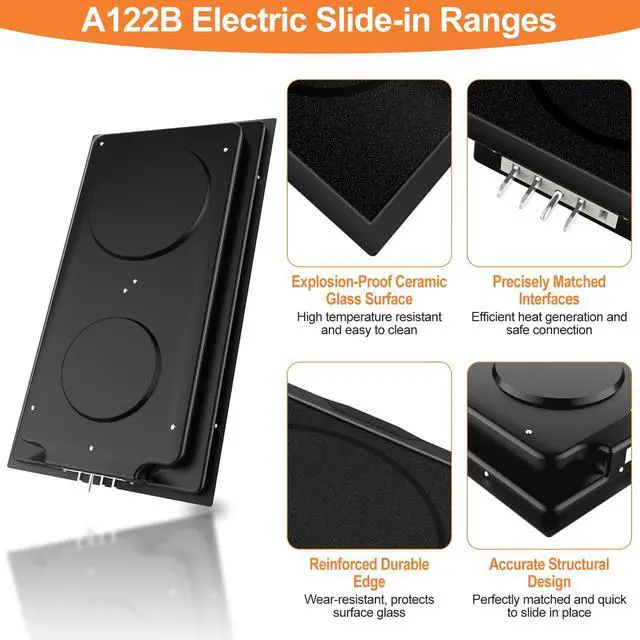 Alt view image 4 of 7 - Upgraded A122B Radiant Cartridge Compatible with Jenn Air Cooktop Replacement Parts, A122BA Glass Cooktop Replacement Burner For Jenn-Air Range/Cooktop Cartridge Black With Ceran Glass-Ceramic Surface