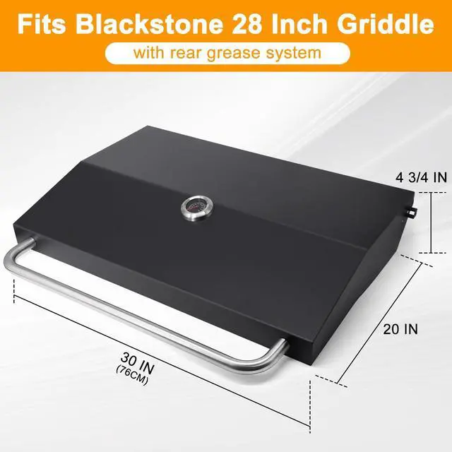 Alt view image 2 of 7 - Hard Cover Hood for Blackstone 28 inch Griddle Lid with Rear Grease System, Blackstone Hood 28 Inch Hard Top Lid with Handle, Black