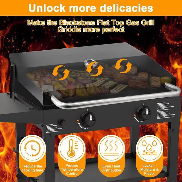 Alt view image 7 of 7 - Hard Cover Hood for Blackstone 28 inch Griddle Lid with Rear Grease System, Blackstone Hood 28 Inch Hard Top Lid with Handle, Black