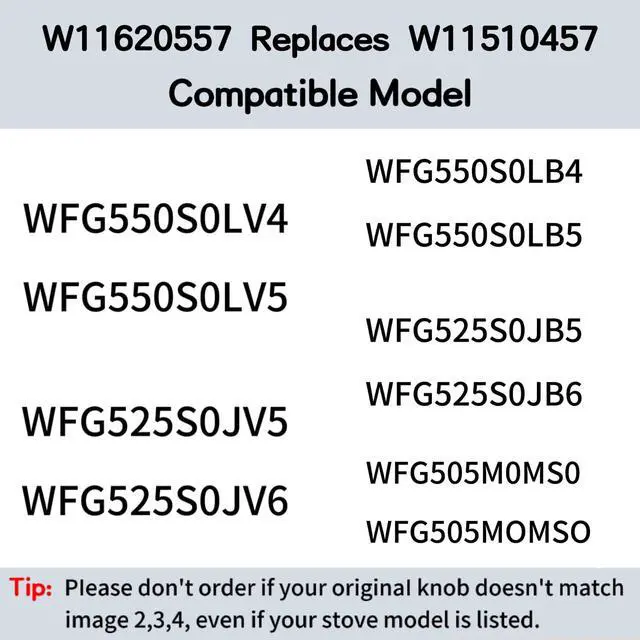 Alt view image 6 of 7 - WFG550S0LV4 WFG525S0JV6 WFG525S0JV5 | WFG550S0LV5 WFG550S0LB4 WFG550S0LB5 WFG525S0JB5 Whirlpool Gas Stove Black Knobs for -W11620557,Check Fig 2-4 Before Ordering
