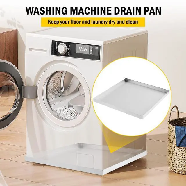 Alt view image 3 of 7 - 28" X 30" Washing Machine Drain Pan, Compact Washer Drip Tray, 304 Stainless Steel Heavy Duty Drip Tray with 4 Anti-Vibration Feet for Washer Dryer and Small Appliances