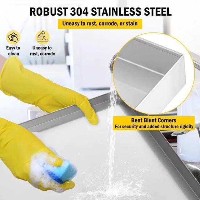 Alt view image 4 of 7 - 28" X 30" Washing Machine Drain Pan, Compact Washer Drip Tray, 304 Stainless Steel Heavy Duty Drip Tray with 4 Anti-Vibration Feet for Washer Dryer and Small Appliances