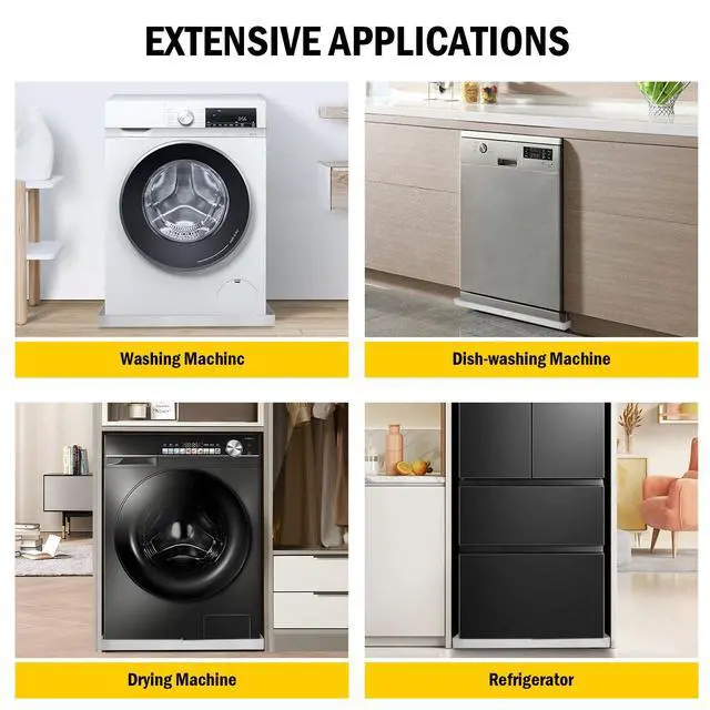 Alt view image 5 of 7 - 28" X 30" Washing Machine Drain Pan, Compact Washer Drip Tray, 304 Stainless Steel Heavy Duty Drip Tray with 4 Anti-Vibration Feet for Washer Dryer and Small Appliances