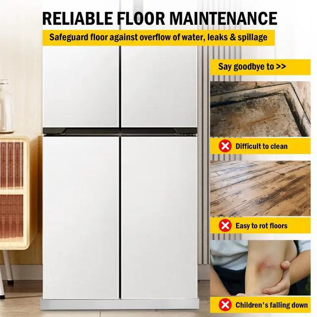 Alt view image 6 of 7 - 28" X 30" Washing Machine Drain Pan, Compact Washer Drip Tray, 304 Stainless Steel Heavy Duty Drip Tray with 4 Anti-Vibration Feet for Washer Dryer and Small Appliances