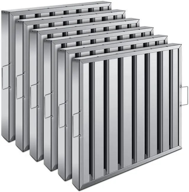 Main image of Hood Filters 19.5W x 19.5H Inch 430 Stainless Steel Pack of 6, 7 Grooves Commercial Hood Filters, Commercial Kitchen Range Hood Filter for Grease Rated Commercial Kitchen Exhaust Hoods