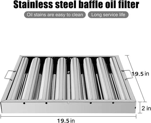 Alt view image 2 of 7 - Hood Filters 19.5W x 19.5H Inch 430 Stainless Steel Pack of 6, 7 Grooves Commercial Hood Filters, Commercial Kitchen Range Hood Filter for Grease Rated Commercial Kitchen Exhaust Hoods