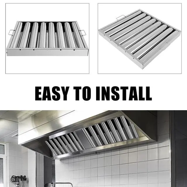 Alt view image 4 of 7 - Hood Filters 19.5W x 19.5H Inch 430 Stainless Steel Pack of 6, 7 Grooves Commercial Hood Filters, Commercial Kitchen Range Hood Filter for Grease Rated Commercial Kitchen Exhaust Hoods