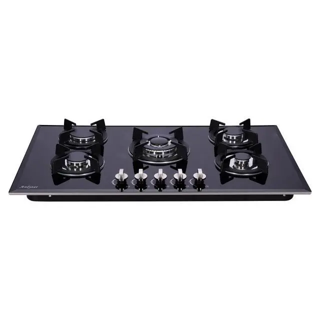 Alt view image 5 of 7 - 36 Inch Gas Cooktop, Tempered Glass 5 Burners Stovetop Built-in Dual Fuel Gas Stove Top NG/LPG Convertible Gas Cooktop