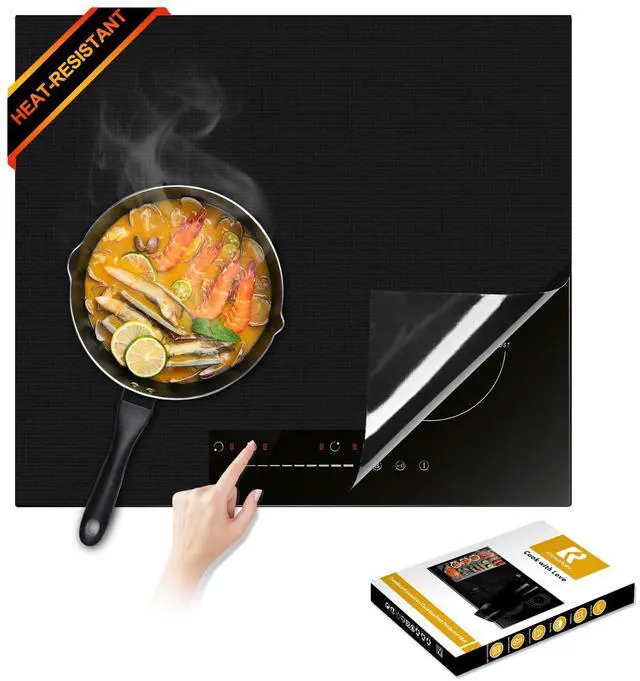Main image of Extra Large Induction Cooktop Protector Cover Mat (Magnetic) | 300°C (572°F) Heat-Resistant | Power Boost Compatible |,Range Covers for Electric Stove (Pure Black, 21.2x35.4 In)