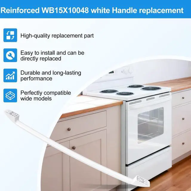 Alt view image 6 of 7 - WB15X10048 Stove Door Handle Replacement for GE Oven Handle Replacement | General Electric Oven Door Handle WB15X10048 Ge Hotpoint Range Parts White Replacement Handle Oven Parts With Screws