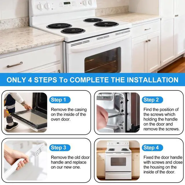Alt view image 5 of 7 - WB15X10048 Stove Door Handle Replacement for GE Oven Handle Replacement | General Electric Oven Door Handle WB15X10048 Ge Hotpoint Range Parts White Replacement Handle Oven Parts With Screws