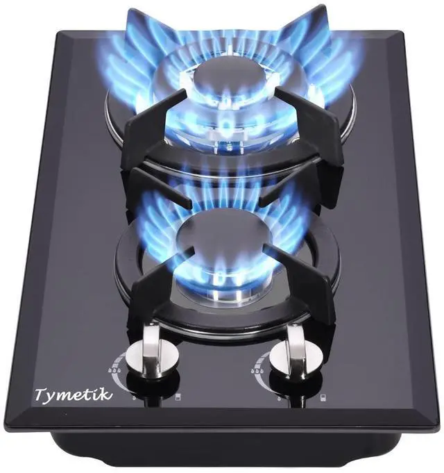 Main image of 12 Inch Gas Cooktop - 2 Burner Built-in Stovetop with Tempered Glass, LPG/NG Convertible Dual Fuel, Ideal for RVs, Apartments, Outdoor