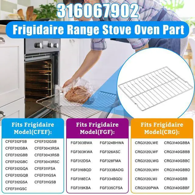 Alt view image 5 of 7 - 316067902 Oven Rack Replacement for Frigidaire Stove Oven Racks,22.6"x 16" | 316067902 Rack-Flat For Kenmore Gas Stove Range Oven Parts 304 Stainless Steel Oven Baking Wire Rack With 2ps Oven Liners