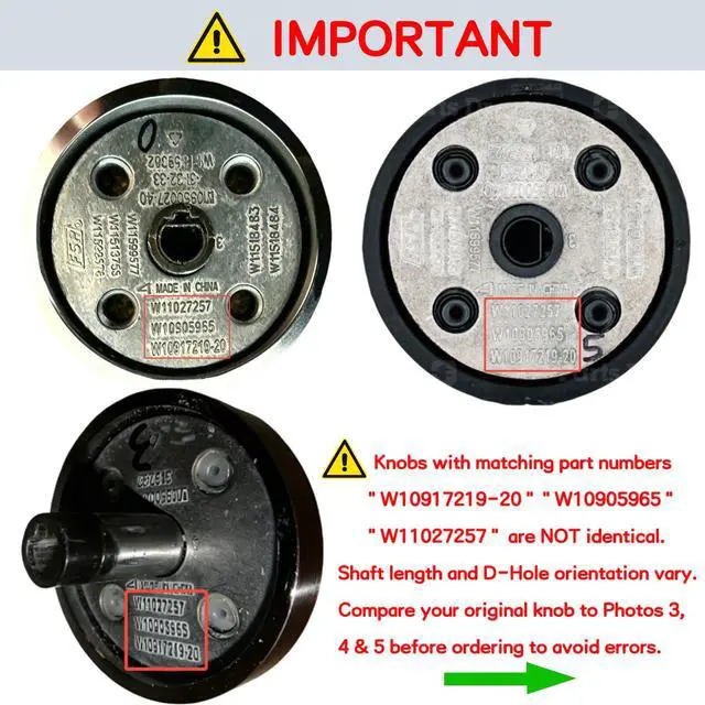 Alt view image 2 of 7 - W10905965 W11027257 Knobs for Whirlpool WEE515S0LS2 WEE515S0LS3 | WEE515S0LZ0 WEE515S0LZ3 WEE515S0LS0 WEE515S0LZ1 WEE515S0LZ2 Electric Range. Check Step 1-4 Before Ordering