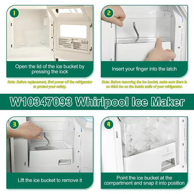 Alt view image 7 of 7 - Upgraded WPW10347093 W10347093 Refrigerator Ice Bucket Compatible with Whirlpool, Maytag, KitchenAid Ice Maker Tray Replacement W10347100 Whirlpool Ice Bin Bucket WRF736SDAM12 WRF736SDAM13 Ice Maker