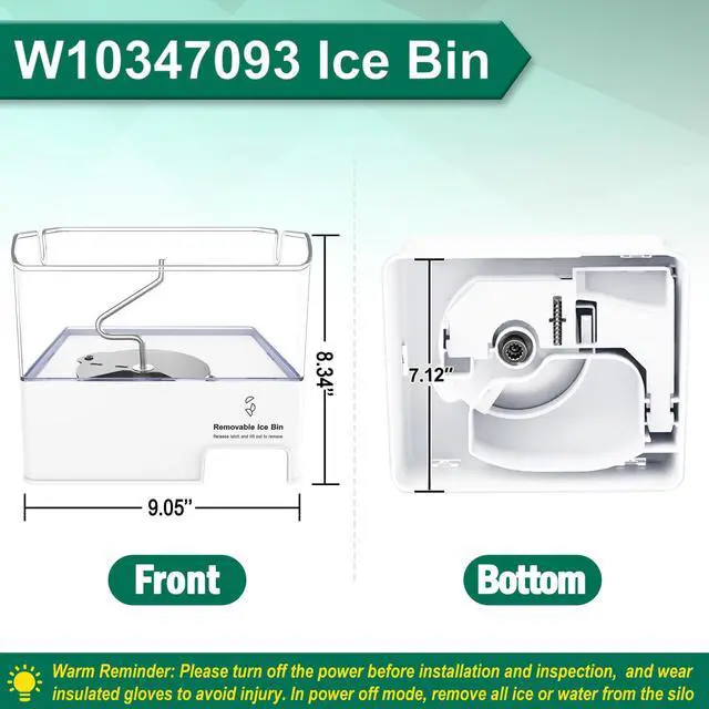 Alt view image 3 of 7 - Upgraded WPW10347093 W10347093 Refrigerator Ice Bucket Compatible with Whirlpool, Maytag, KitchenAid Ice Maker Tray Replacement W10347100 Whirlpool Ice Bin Bucket WRF736SDAM12 WRF736SDAM13 Ice Maker