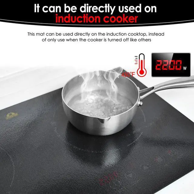 Alt view image 5 of 7 - Translucent Induction Cooktop Protector Mat, 21.2 x 35.4 in | Heat Resistant to 450, for Magnetic Cooktops, Scratch and Stain Protection, Reusable Kitchen Mat, Non Slip, Dishwasher Safe