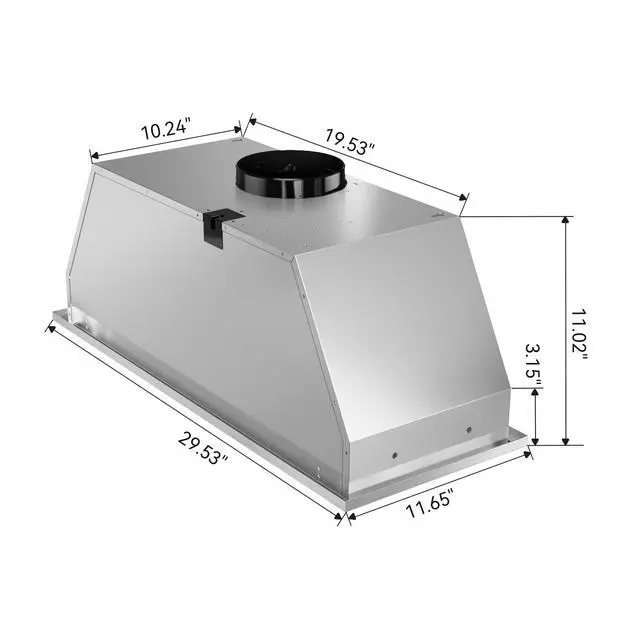 Alt view image 6 of 7 - Built-in/Insert Range Hood 30 600 CFM Ducted/Ductless Convertible | 3 Speed Vent Hood Stainless Steel Kitchen Exhaust Fan Hood with Bright LED Light, Baffle Filters and Charcoal Filters