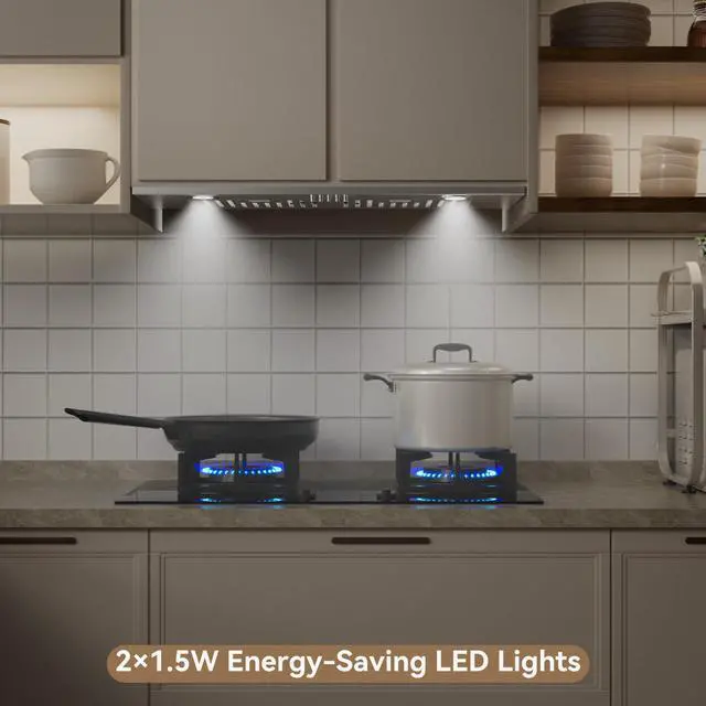 Alt view image 7 of 7 - Built-in/Insert Range Hood 30 600 CFM Ducted/Ductless Convertible | 3 Speed Vent Hood Stainless Steel Kitchen Exhaust Fan Hood with Bright LED Light, Baffle Filters and Charcoal Filters