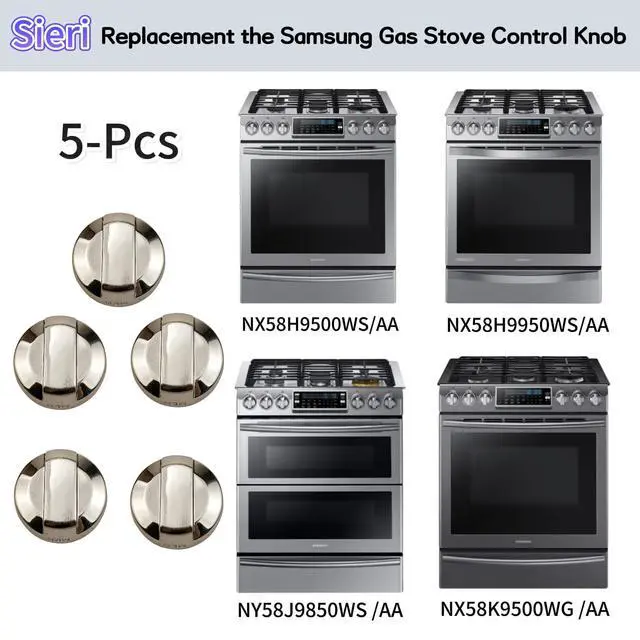 Alt view image 6 of 7 - NX58H9500WS/AA NX58K9500WG/AA NX58H9950WS/AA | NY58J9850WS/AA for Samsung Gas Stove Replacement Knobs DG94-00945B Replaces DG94-00945A. Check Fig 2-4 Before Ordering (5pcs)
