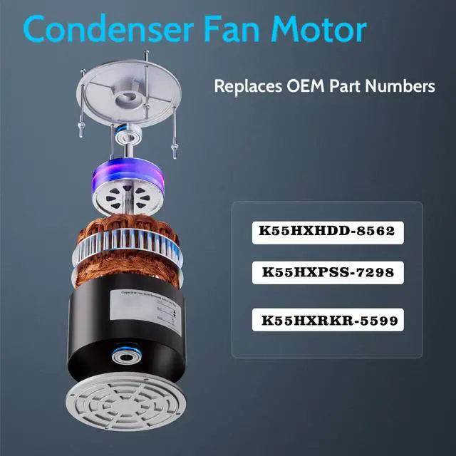 Alt view image 2 of 7 - K55HXDD-8562 Condenser Fan Motor High Heat Resistance with Advanced Aluminum Cooling Cover Ideal for Residential and Commercial Air Conditioning Systems