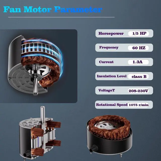 Alt view image 3 of 7 - K55HXDD-8562 Condenser Fan Motor High Heat Resistance with Advanced Aluminum Cooling Cover Ideal for Residential and Commercial Air Conditioning Systems