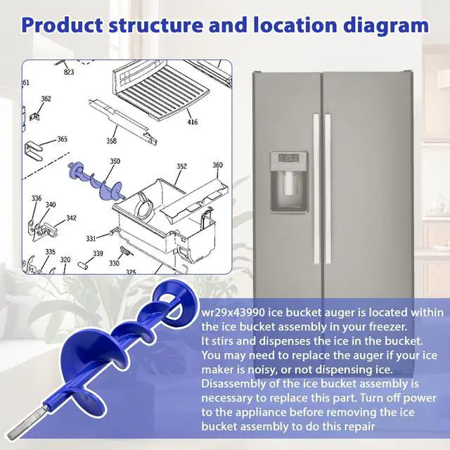 Alt view image 4 of 7 - WR29X43990 ice Bucket Auger Compatible with ge hotpoint etc Refrigerator (Some Models), Replace Number: WR17X10835 WR17X11259 WR17X1199 WR29X42446 4982874 AP7225279 PS17626595 EAP17626595 etc