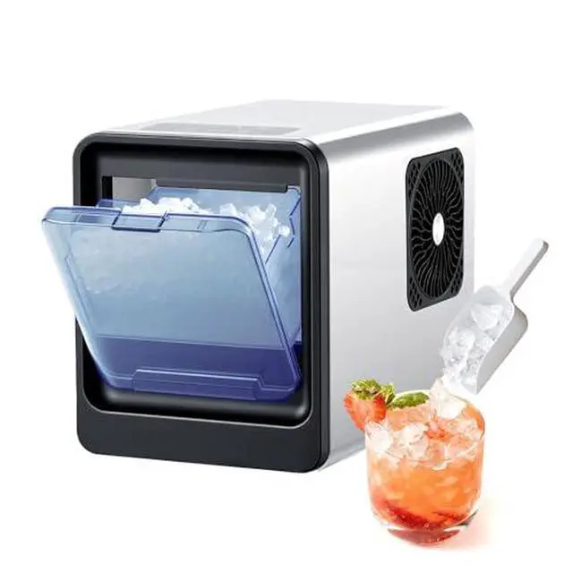 Alt view image 2 of 7 - Countertop Ice Maker, 33 lbs per Day, Self-Cleaning Portable Machine with Scoop, Drawer-Style Ice Access, Nugget Ice-Making Machine with Chewable ICES for Home, Kitchen, Office, Bar & Party