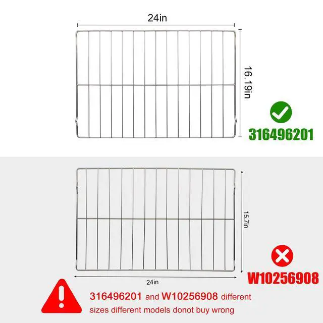 Alt view image 2 of 7 - Upgraded 24.2" x 16" Range Oven Rack Compatible with Frigidaire 316496201 Oven Rack Replace 316496202 AP4040129, 316496207, 316404501 Oven Rack Replacement 2 Pack