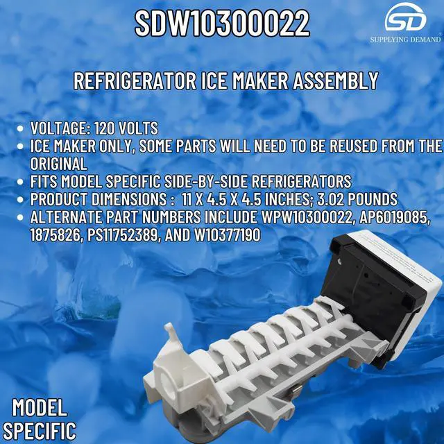 Alt view image 7 of 7 - W10300022 W10122556 Refrigerator Ice Maker Assembly Replacement Model Specific Not Universal