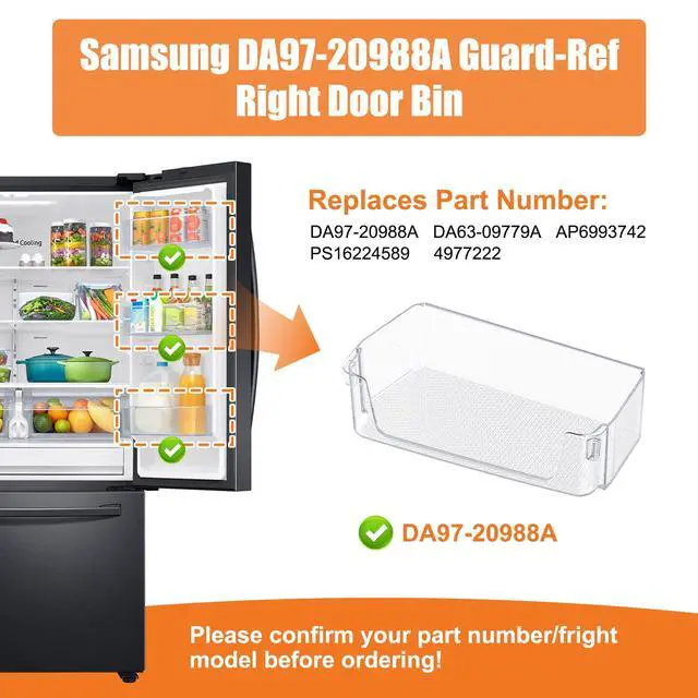 Alt view image 3 of 7 - UPGRADED DA97-20988A DA63-09779A Refrigerator Door Shelf Bin Right Compatible with Samsung Refrigerator Door Shelf Replacement Parts RF28T5F01SR RF27T5501SR RF27T5501SG RF28T5F01SG Door Shelf