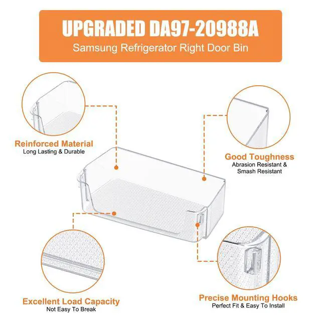 Alt view image 5 of 7 - UPGRADED DA97-20988A DA63-09779A Refrigerator Door Shelf Bin Right Compatible with Samsung Refrigerator Door Shelf Replacement Parts RF28T5F01SR RF27T5501SR RF27T5501SG RF28T5F01SG Door Shelf