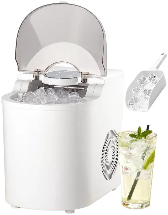 Main image of Countertop Ice Maker, 7 Cubes Ready in 6 Mins, 26 lbs per Day, Self-Cleaning Portable Machine with Ice Scoop, Ice-Making Machine with 2 Sizes Bullet ICES for Home, Kitchen, Office, Bar & Party
