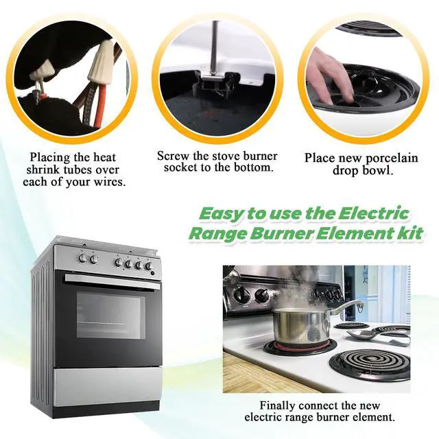 Alt view image 6 of 7 - 2026 MP22YA Electric Range Burner Element Unit Set with 330031 Range Burner Receptacle Kit & 5304430149 5304430150 Porcelain Drip Pan Set for Frigidaire Whirlpool Kenmore Maytag Range Oven